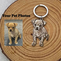 Customized Engraved Cat Dog Photo Pet Portrait Pendant Key Chain Stainless Steel Personalized Family Jewelry Key Ring Gifts